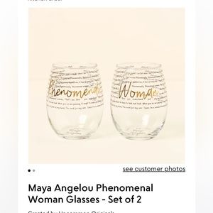 Brand new in box “phenomenal woman” by maya angelou 2 stemless wine glasses